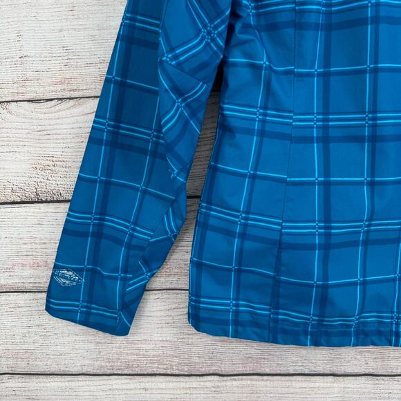 Columbia Plaid Omni Tech Snowboard Ski jacket Womens Medium Blue Interchange - Picture 15 of 16